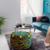 Tangle 4 pouf rotondo cotone 100% colore giallo e blu cm d45 h30