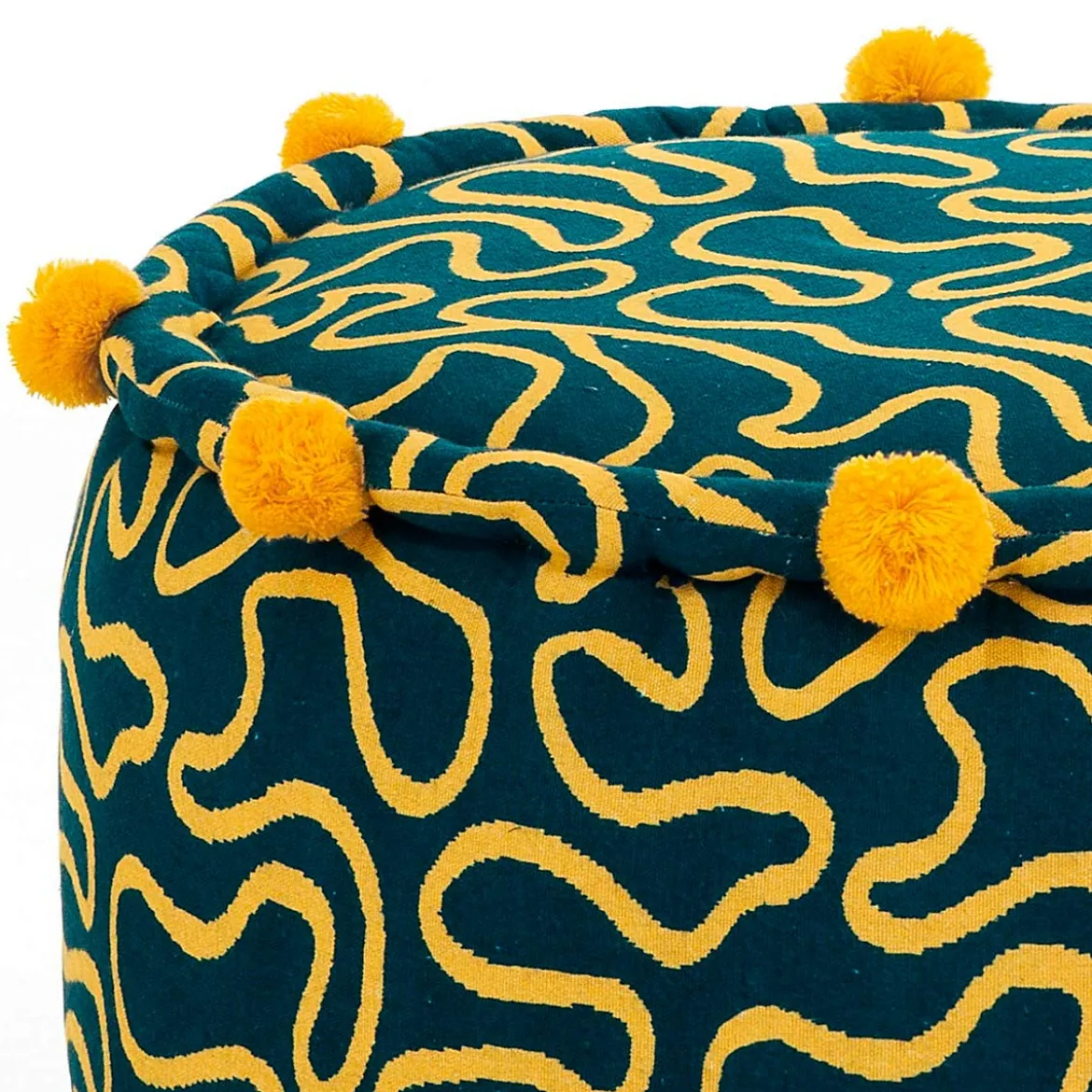 Tangle 4 pouf rotondo cotone 100% colore giallo e blu cm d45 h30