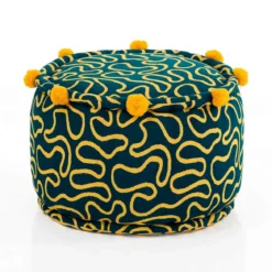 Tangle 4 pouf rotondo cotone 100% colore giallo e blu cm d45 h30