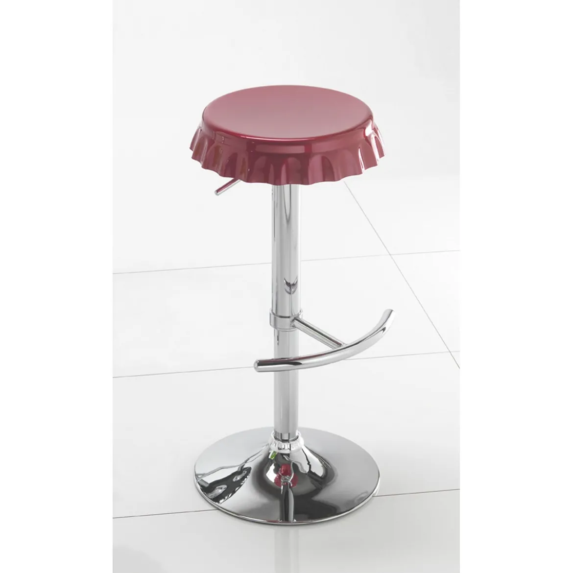 Tappo red sgabello regolabile bar abs rosso e metallo cromato 40x45xh60-80 cm
