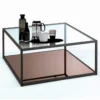 Tati tavolino piano in vetro trasparente in acciaio verniciato nero opaco 80x80 h35 cm
