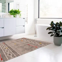Temople tappeto bagno / scendiletto in cotone 100% con nappe grigio 110x60 cm