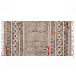 Temople tappeto bagno / scendiletto in cotone 100% con nappe grigio 110x60 cm