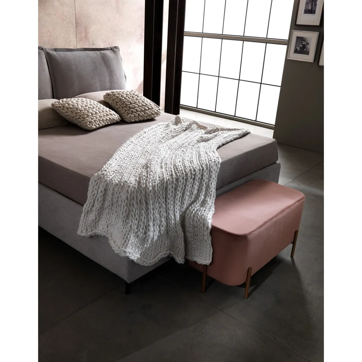 Tender coperta quadrata maglia grossa bianca 150x150 cm