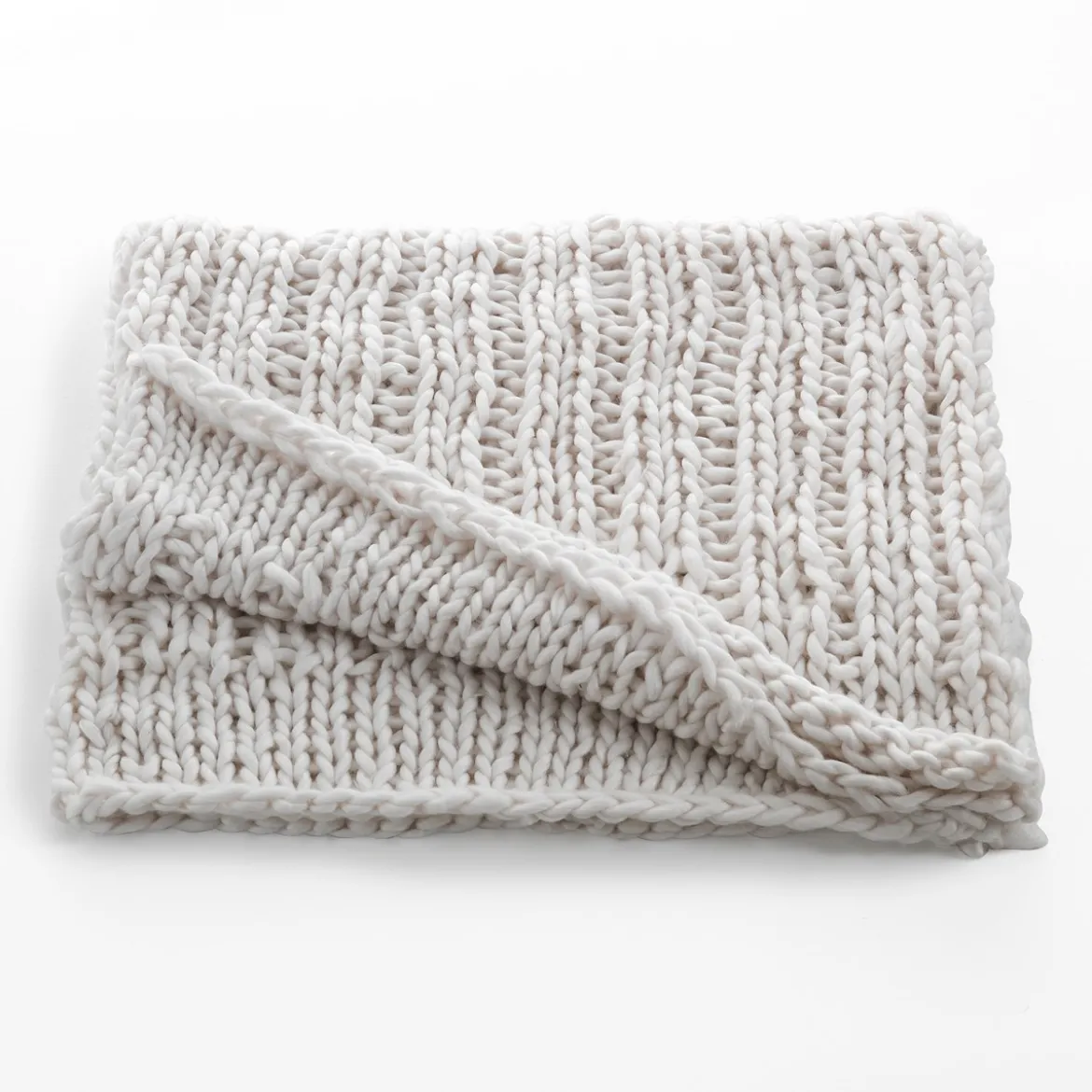 Tender coperta quadrata maglia grossa bianca 150x150 cm