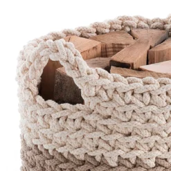 Tender set 2 ceste multifunzione 100% cotone grigio tortora beige porta legna riviste giochi biancheria