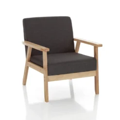 Teresa dark grey poltrona in legno massello e tessuto grigio scuro cm h71 l64 p66