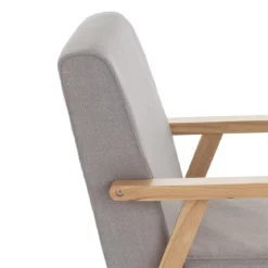 Teresa poltrona in legno massello e tessuto grigio h71 l64 p66 cm