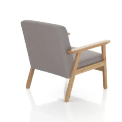 Teresa poltrona in legno massello e tessuto grigio h71 l64 p66 cm