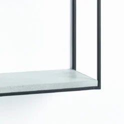 Tetris mensola da parete metallo nero opaco ripiani legno colore bianco invecchiato cm l40 p10 h40