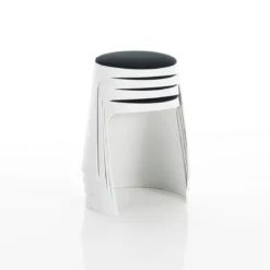Tex sgabello in tessuto grigio scuro e polipropilene bianco impilabile d44xh44 cm