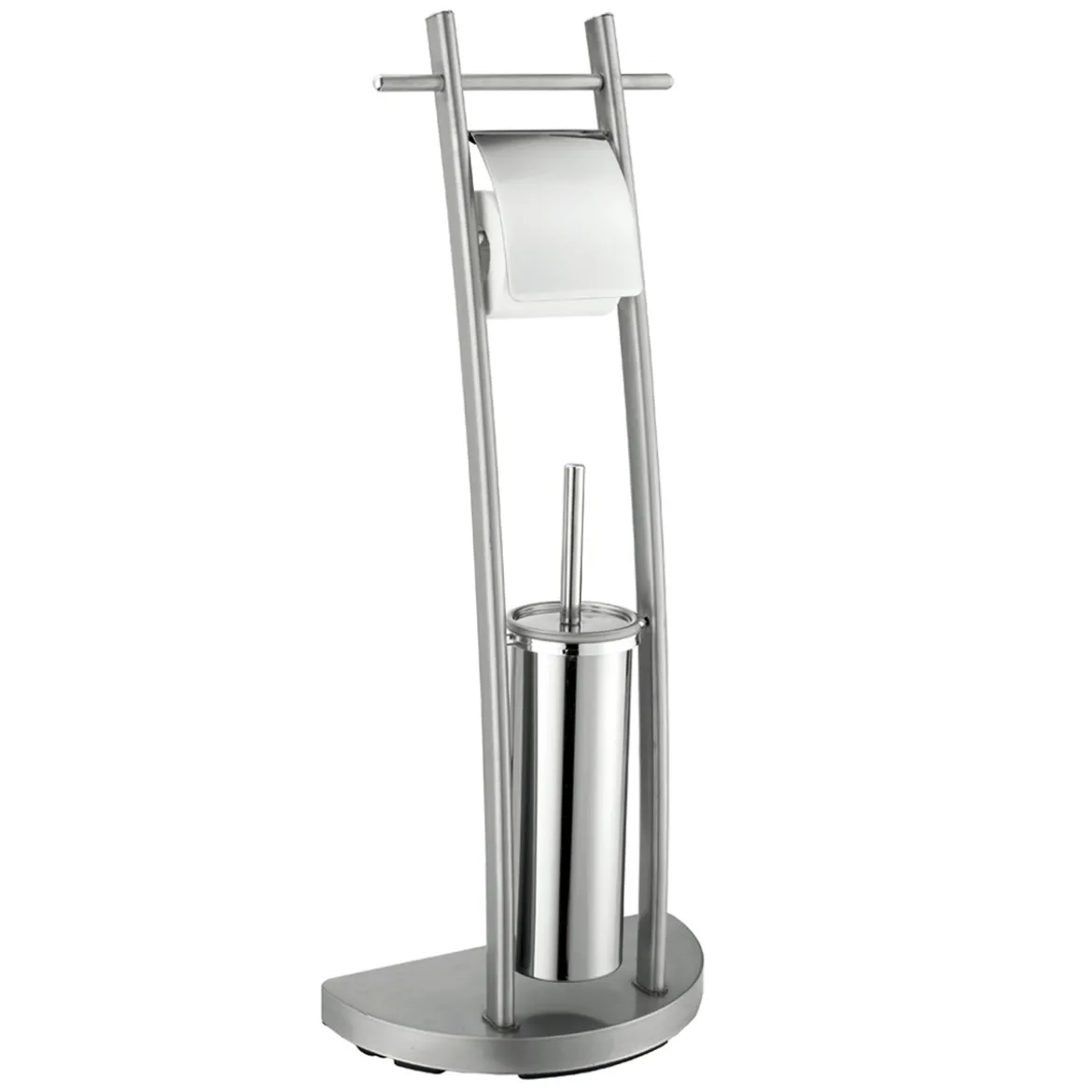 Theo colonna porta spazzolino e carta igienica in metallo cromato 33x18 h80 cm