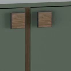 Thessa Green Smoke madia 2 ante 3 cassetti melaminico verde grigio noce piede metallo nero opaco h90 l184 p40