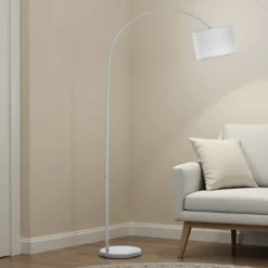 Thie lampada da terra in acciaio bianco opaco e tessuto 98x30xh178 cm