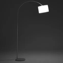 Thie lampada da terra in acciaio bianco opaco e tessuto 98x30xh178 cm