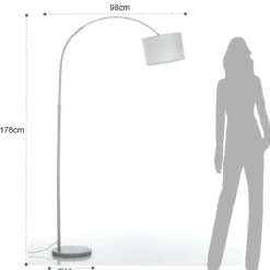 Thie lampada da terra in acciaio bianco opaco e tessuto 98x30xh178 cm