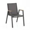 Thilia sedia con braccioli da interno e esterno in alluminio antracite opaco e tessuto grigio 56x68.5xh89 cm