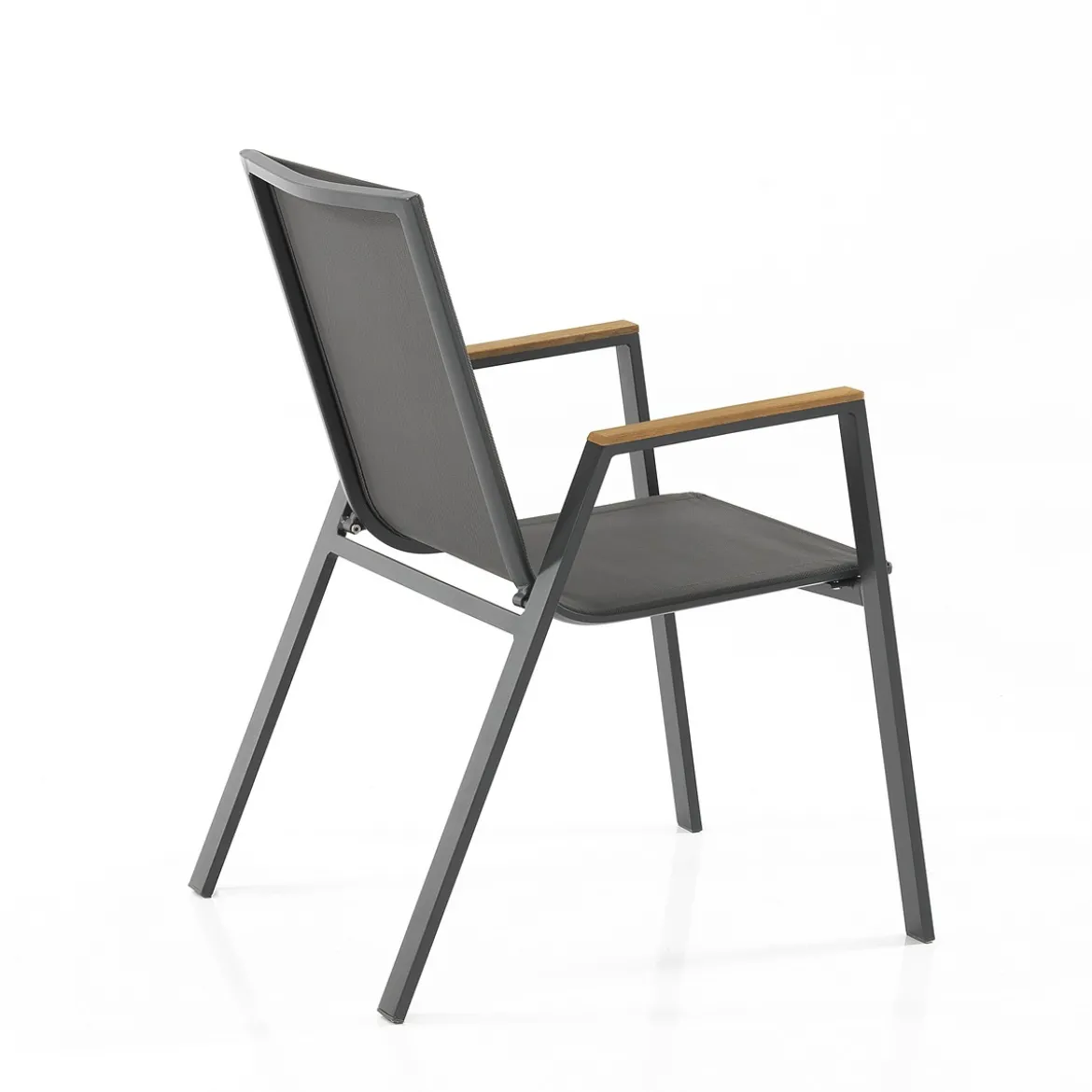 Thilia sedia con braccioli da interno e esterno in alluminio antracite opaco e tessuto grigio 56x68.5xh89 cm