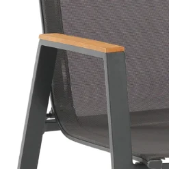 Thilia sedia con braccioli da interno e esterno in alluminio antracite opaco e tessuto grigio 56x68.5xh89 cm