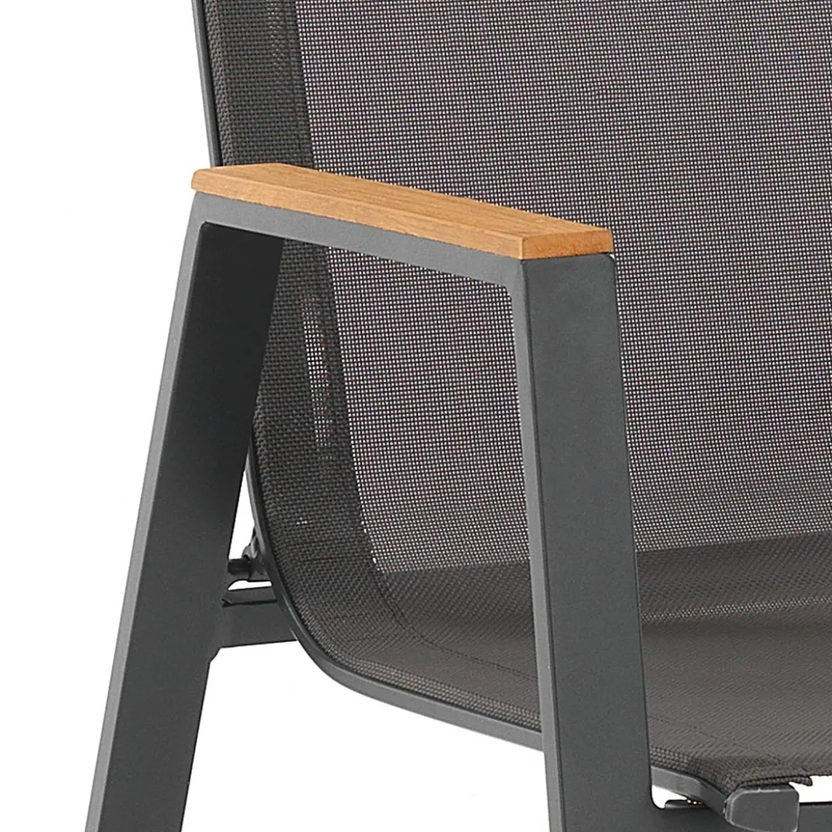 Thilia sedia con braccioli da interno e esterno in alluminio antracite opaco e tessuto grigio 56x68.5xh89 cm