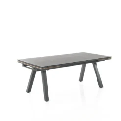 Thilia tavolo allungabile in alluminio antracite opaco piano in vetro colore antracite 200-290x100xh76 cm