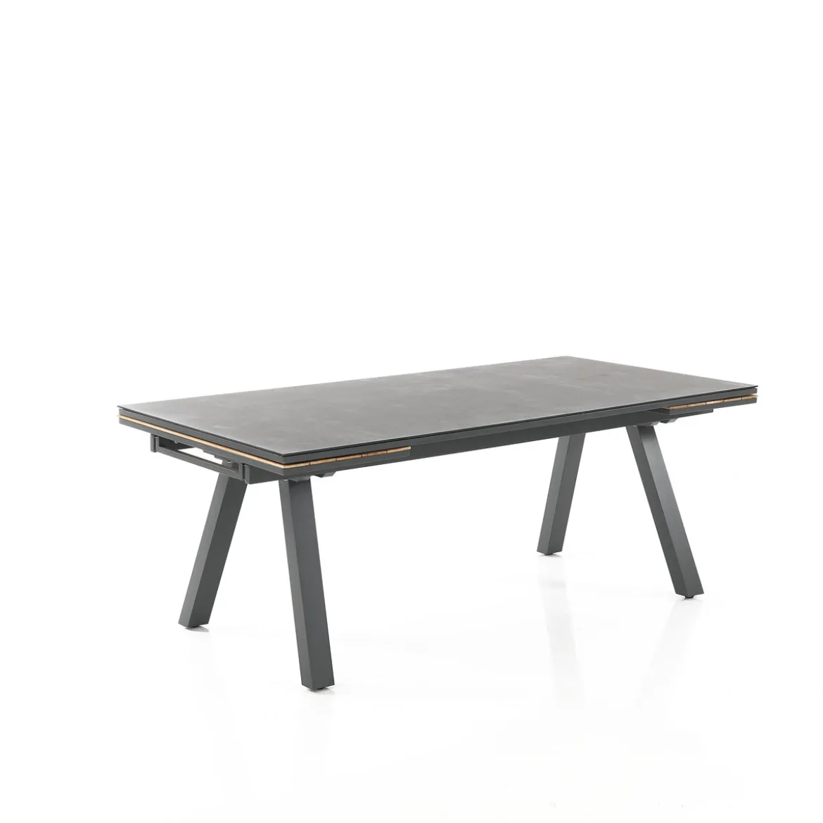 Thilia tavolo allungabile in alluminio antracite opaco piano in vetro colore antracite 200-290x100xh76 cm