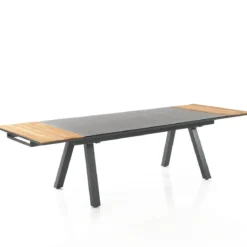 Thilia tavolo allungabile in alluminio antracite opaco piano in vetro colore antracite 200-290x100xh76 cm