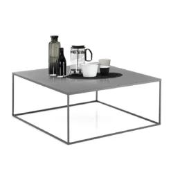 Thin tavolino in acciaio verniciato antracite opaco 80x80 h35x cm