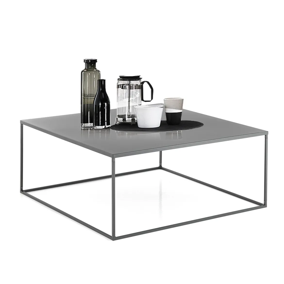 Thin tavolino in acciaio verniciato antracite opaco 80x80 h35x cm