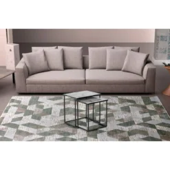 Thin white marble set 2 tavolini in acciaio grigio antracite opaco e mdf finitura marmo bianco lucido