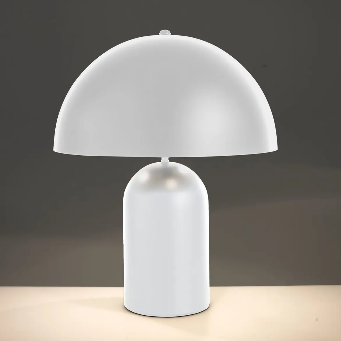 Thom white lampada da tavolo acciaio bianco opaco d38 h48