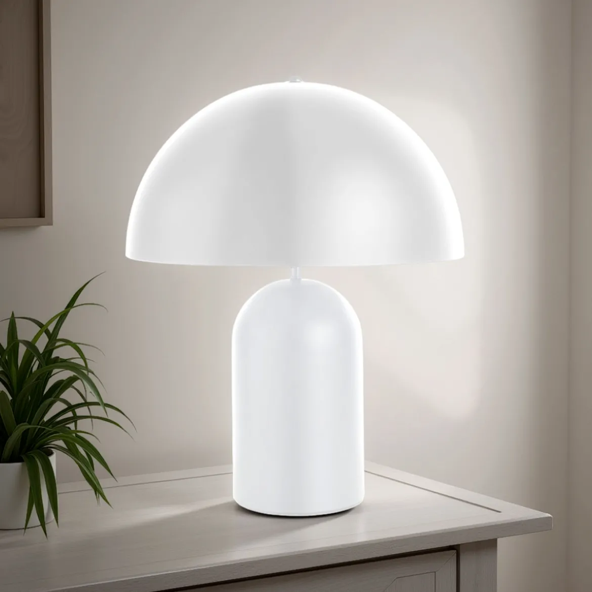 Thom white lampada da tavolo acciaio bianco opaco d38 h48
