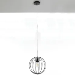 Tiago lampadario in acciaio nero opaco cavo regolabile d60 cm