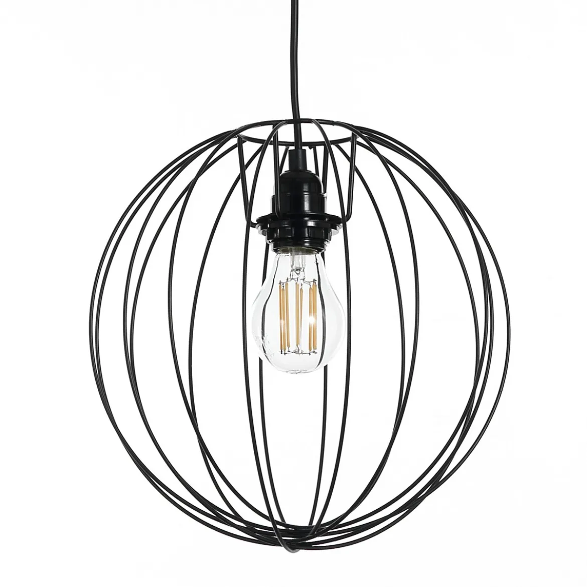 Tiago lampadario in acciaio nero opaco cavo regolabile d60 cm