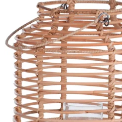 Timo large lanterna in rattan colore naturale e vetro d32xh42 cm