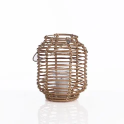 Timo medium lanterna in rattan colore naturale e vetro d28xh37 cm