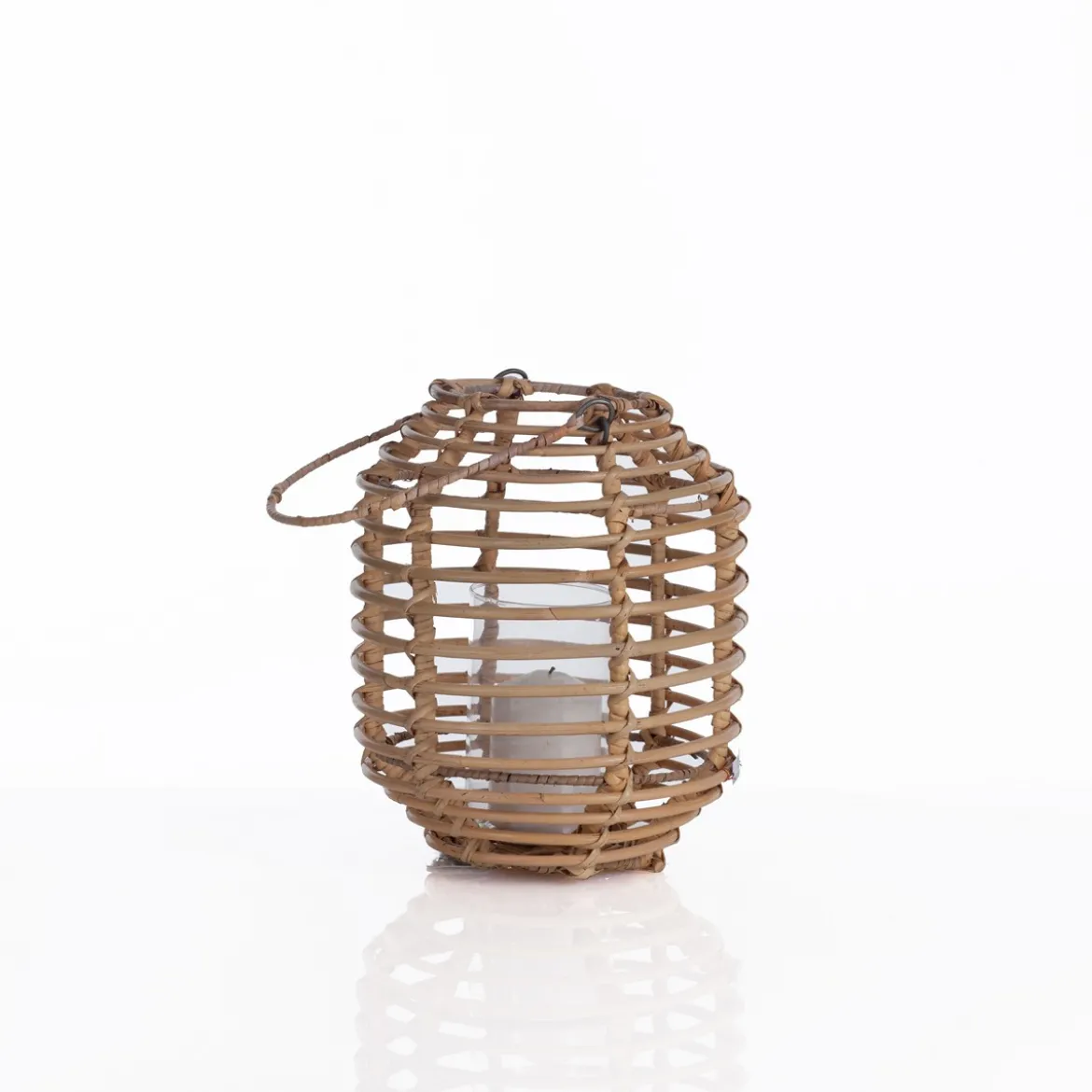 Timo small lanterna in rattan colore naturale e vetro d23xh31 cm