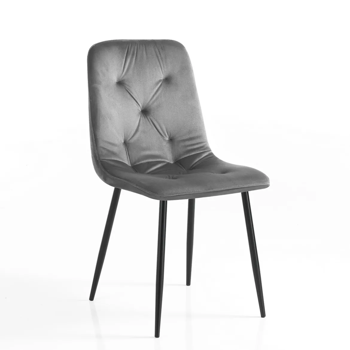 Tina grey sedia in tessuto effetto velluto grigio h88 l46 p56