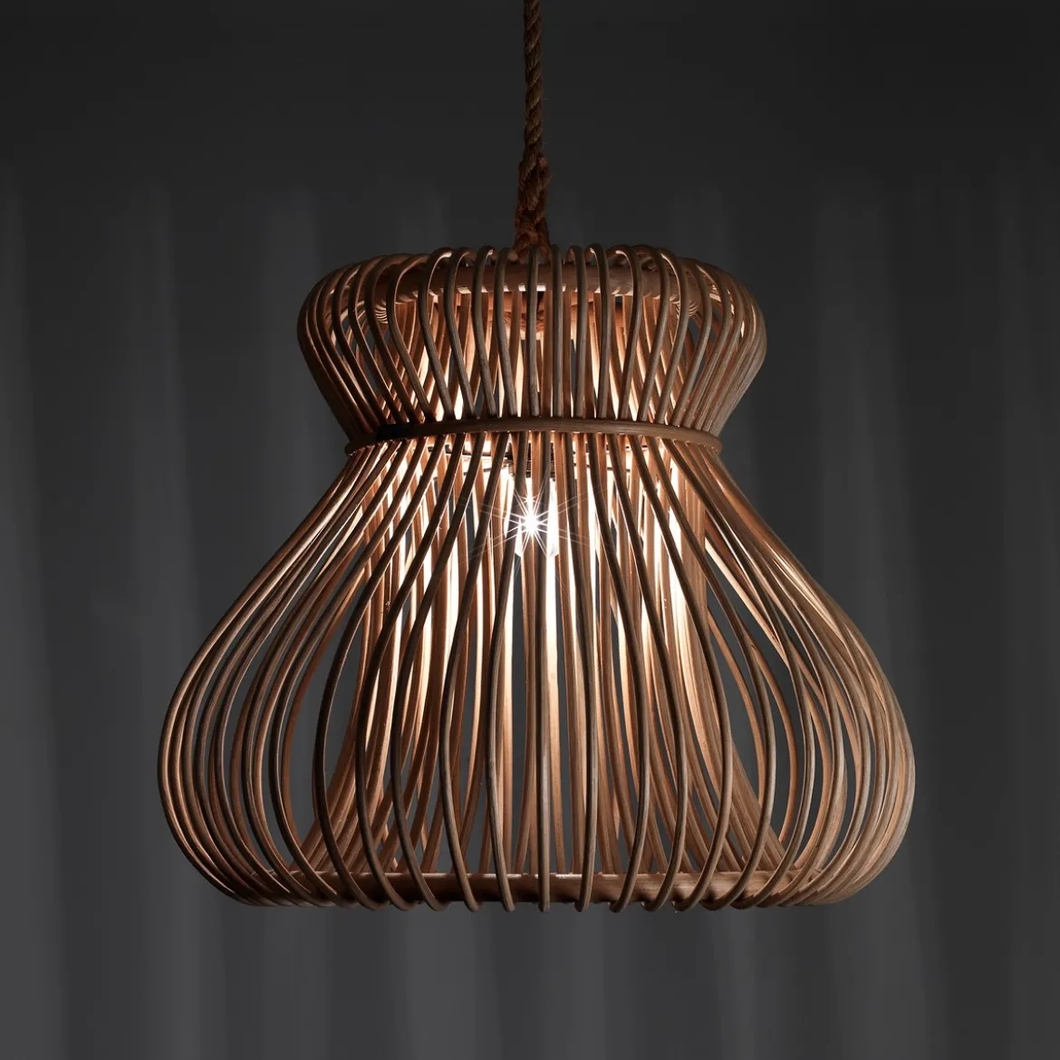 Tinggi lampadario in rattan colore naturale per interno/esterno d60xh52 cm