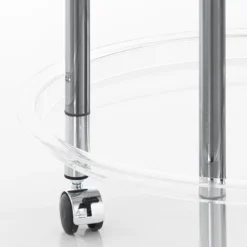 Tino round carrello con ruote in acrilico trasparente eacciaio cromato d50xh80 cm
