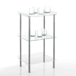 Tino scaffale in acrilico trasparente e acciaio cromato 40x30xh75 cm