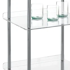 Tino scaffale in acrilico trasparente e acciaio cromato 40x30xh75 cm