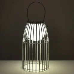 Titti big lampada da tavolo / sospensione in acciaio e resina bianco opaco con luce led d21xh50 cm