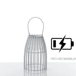 Titti lampada da tavolo / sospensione in acciaio e resina bianca opaco con luce led d17.5xh39 cm