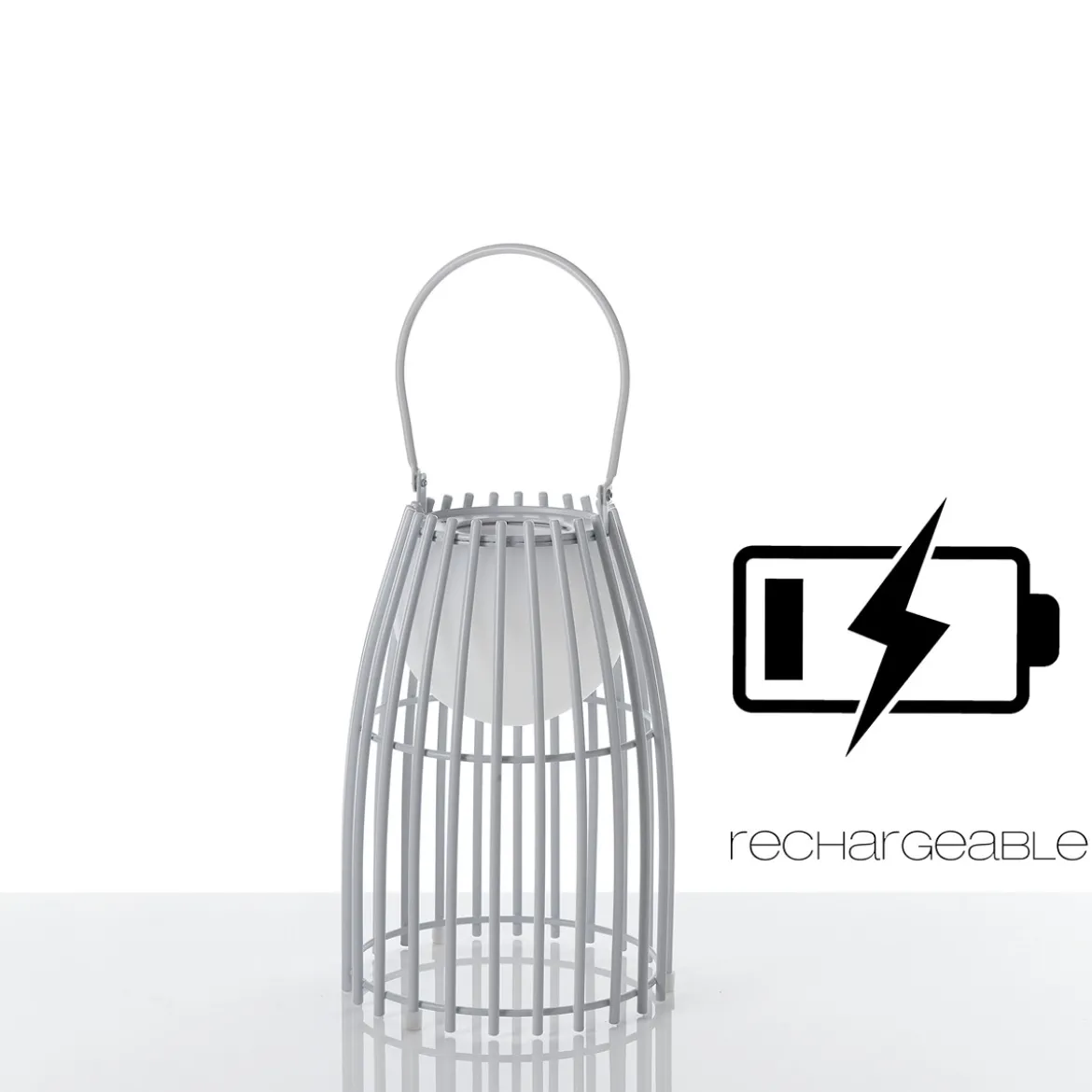 Titti lampada da tavolo / sospensione in acciaio e resina bianca opaco con luce led d17.5xh39 cm
