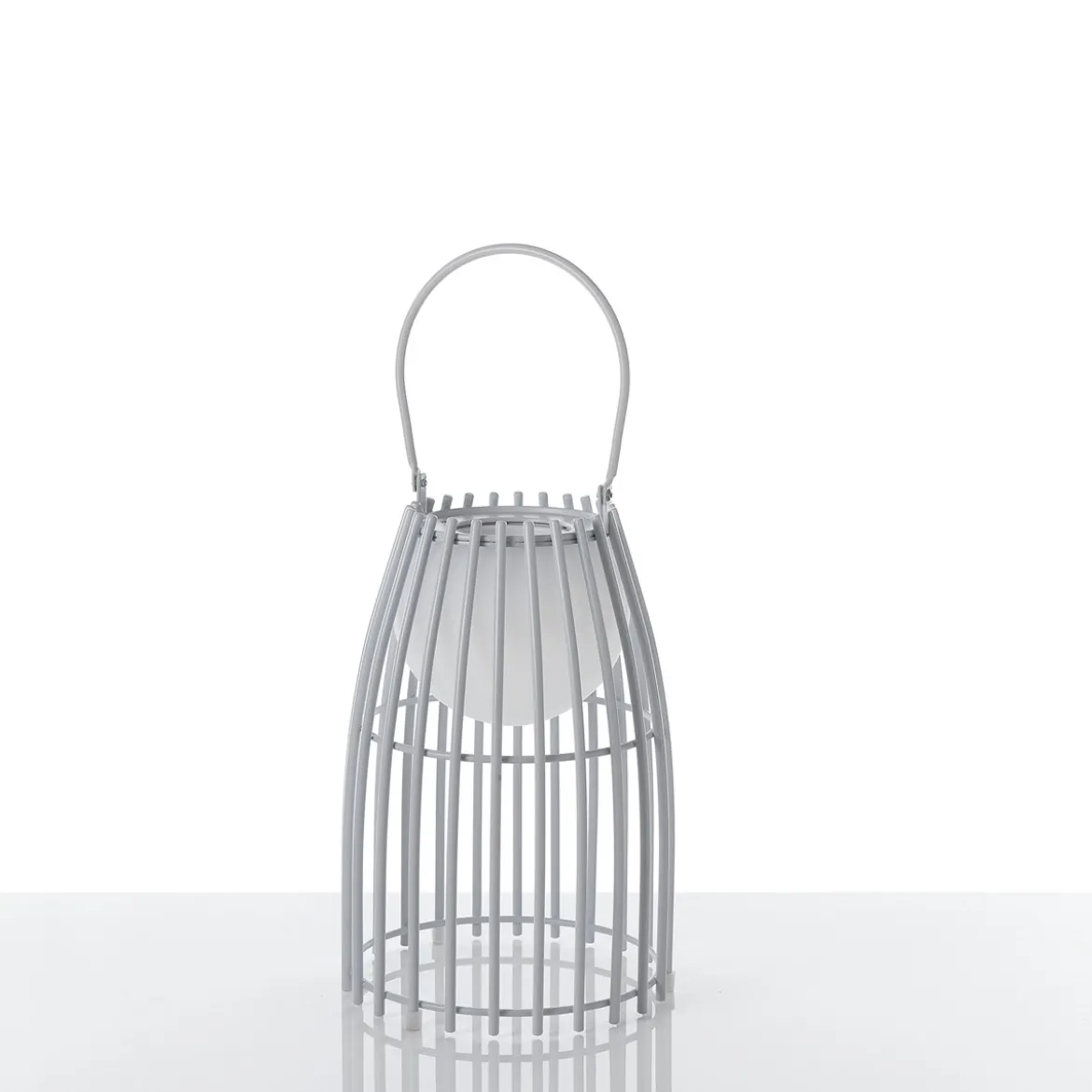 Titti lampada da tavolo / sospensione in acciaio e resina bianca opaco con luce led d17.5xh39 cm