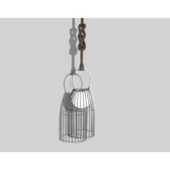 Titti lampada da tavolo / sospensione in acciaio e resina bianca opaco con luce led d17.5xh39 cm