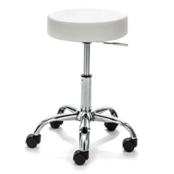Tizio white sgabello regolabile per scrittoio pelle sintetica bianco e metallo cromato 50x50xh46-60 cm