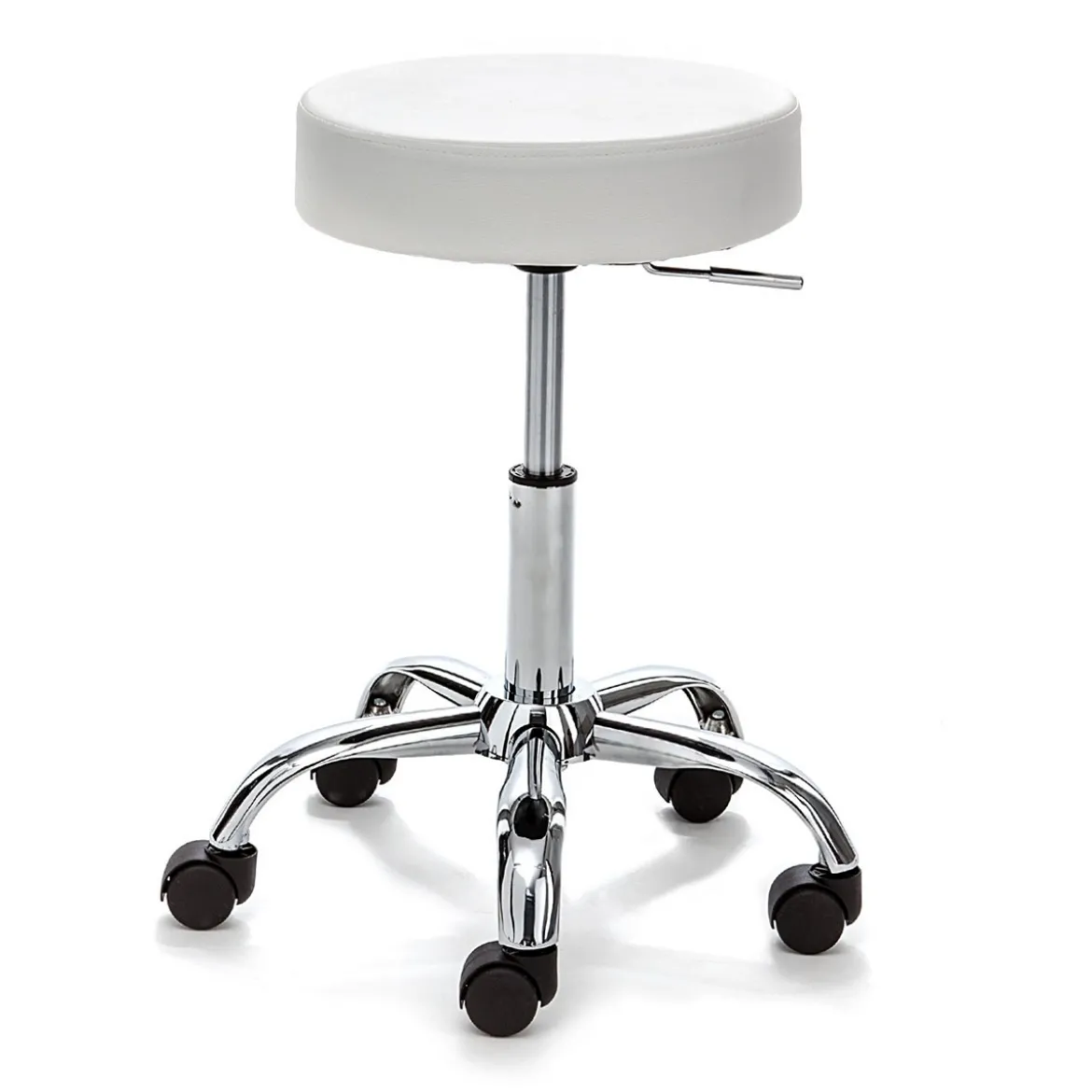Tizio white sgabello regolabile per scrittoio pelle sintetica bianco e metallo cromato 50x50xh46-60 cm