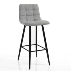 Toffee light grey sgabello grey light grey in tessuto di colore grigio chiaro e metallo nero opaco 44x50xh104 cm seduta h 78 cm